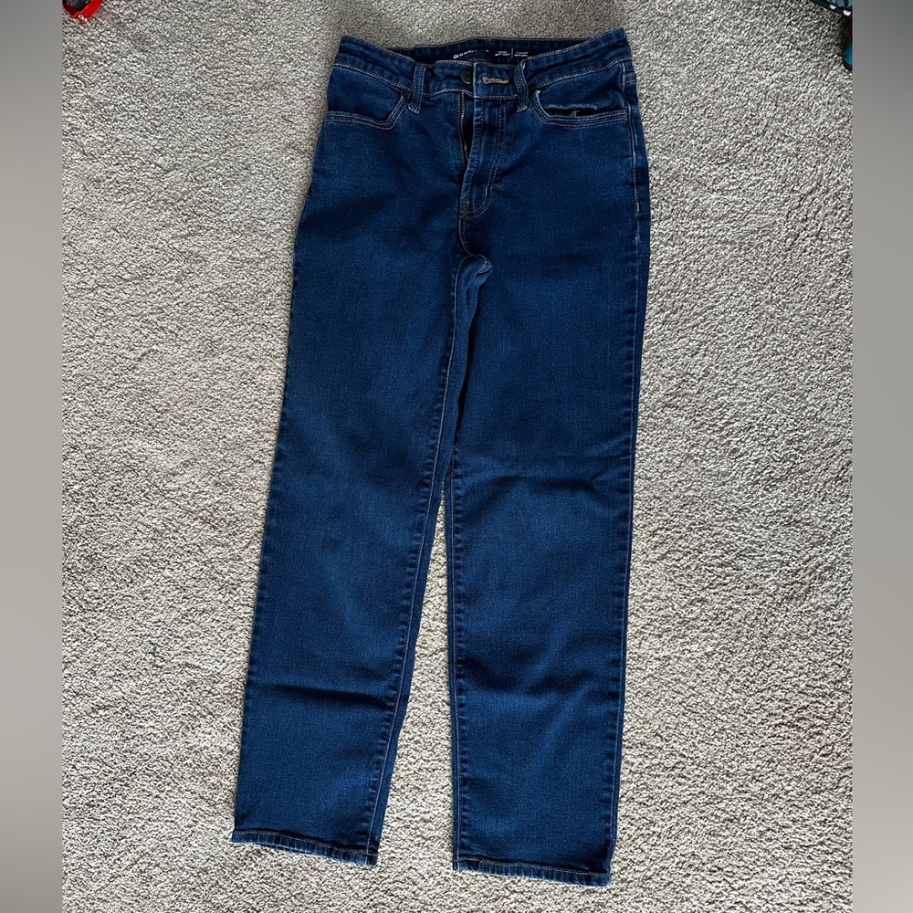 Dark Blue Denim High Ride Jeans